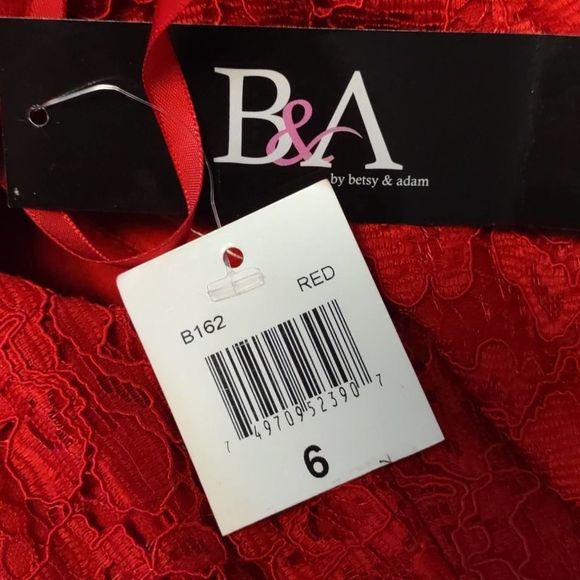 Betsy & Adam Ruched Off the Shoulder Gown Dress Red Size 6 - Picture 9 of 12
